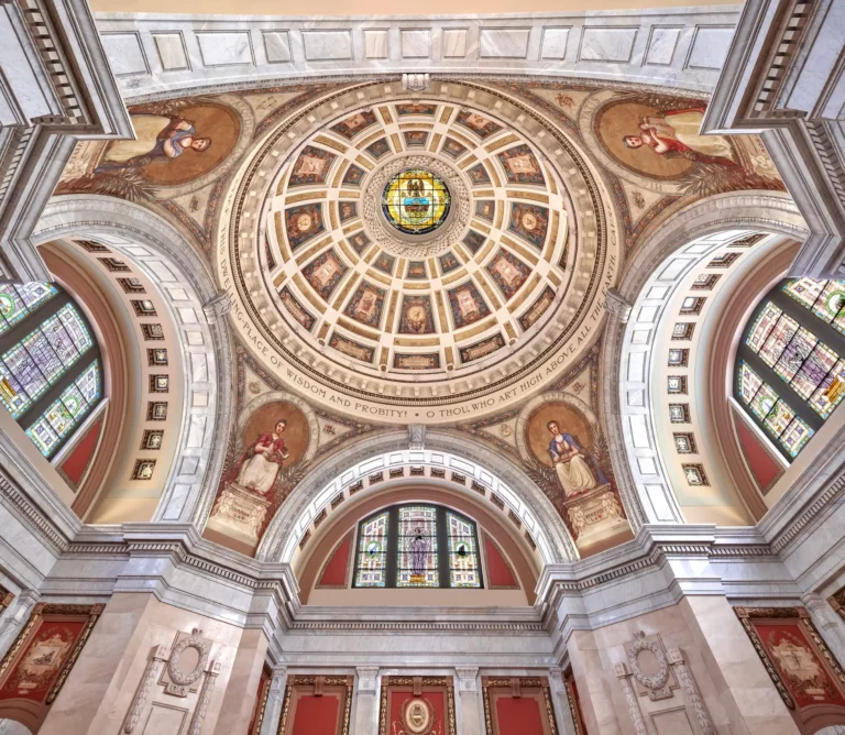 Restored historic dome inside the Luzerne County Courthouse in Wilkes-Barre, PA.