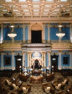 Michigan Senate Chamber above