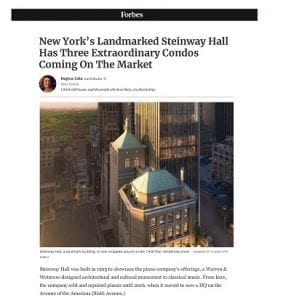 Forbes New York’s Landmarked Steinway Hall