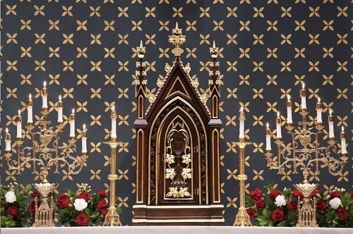Thomas Aquinas Chapel Tabernacle Gilded and Diaper Pattern Details